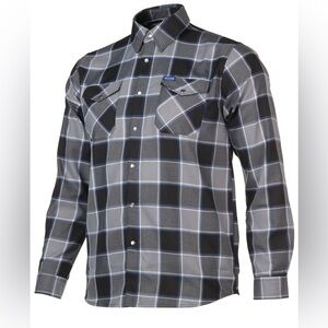 DIXXON Men's Cycle Gear Black and Gray with Blue Checkered Shirt